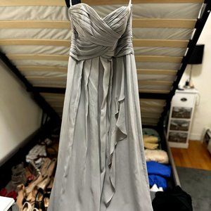 David's Bridal GREY Strapless Bridesmaid's Dress